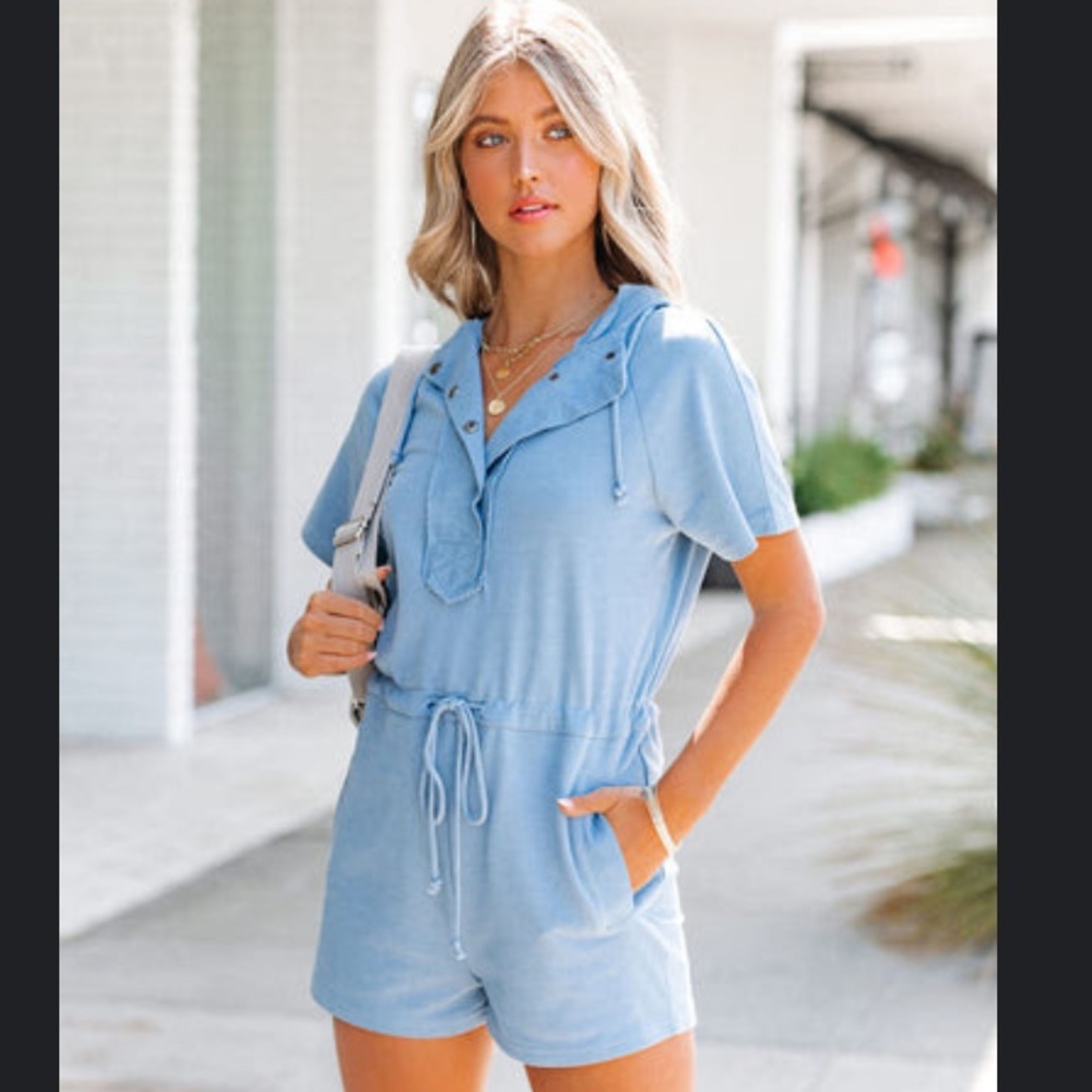 VICI- Bret Cotton Blend Pocketed Hooded Romper
